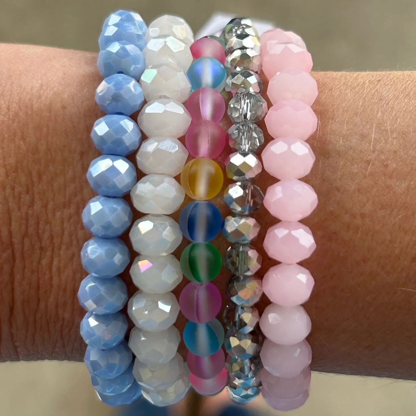 Baby Pink Faceted Rondelle 8mm Bracelet