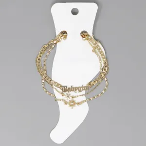 BABYGIRL Letter Plate Chain Anklet Set