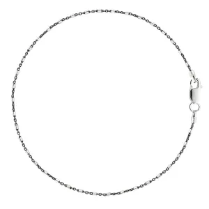 Black And White Barrel Bead Style Chain Anklet In Sterling Silver