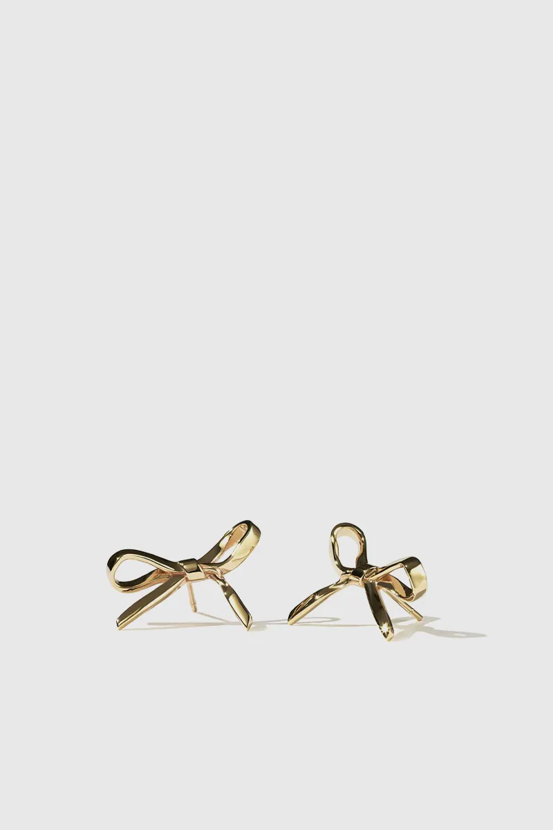 Bow Stud Earrings Medium - Gold Plated