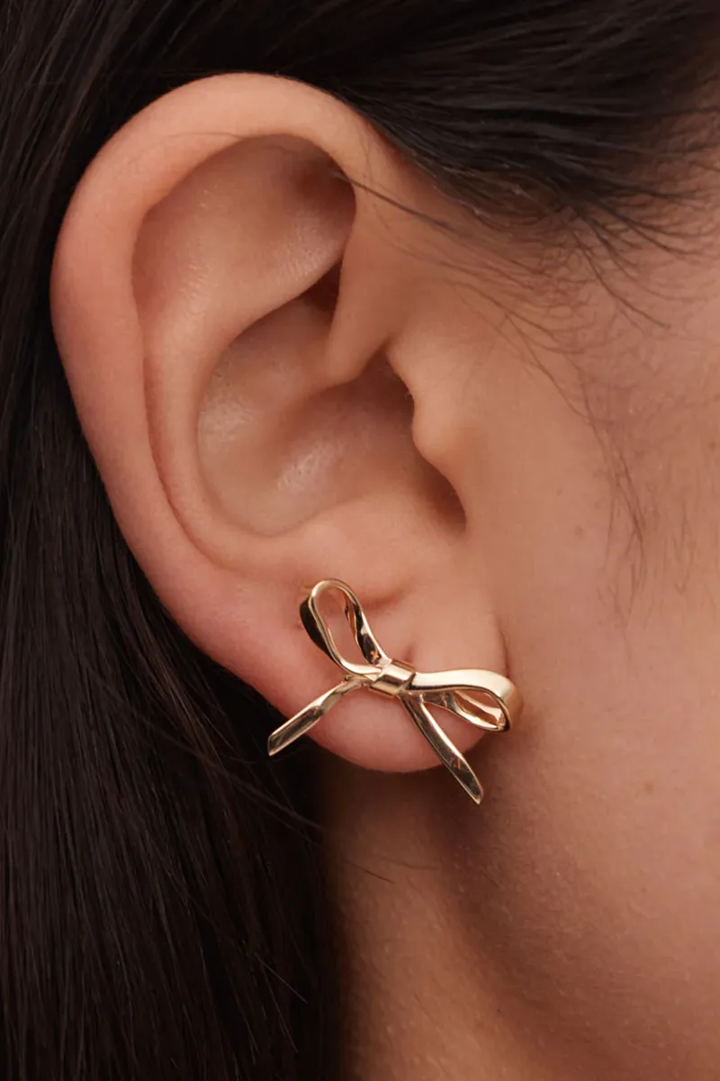 Bow Stud Earrings Medium - Gold Plated