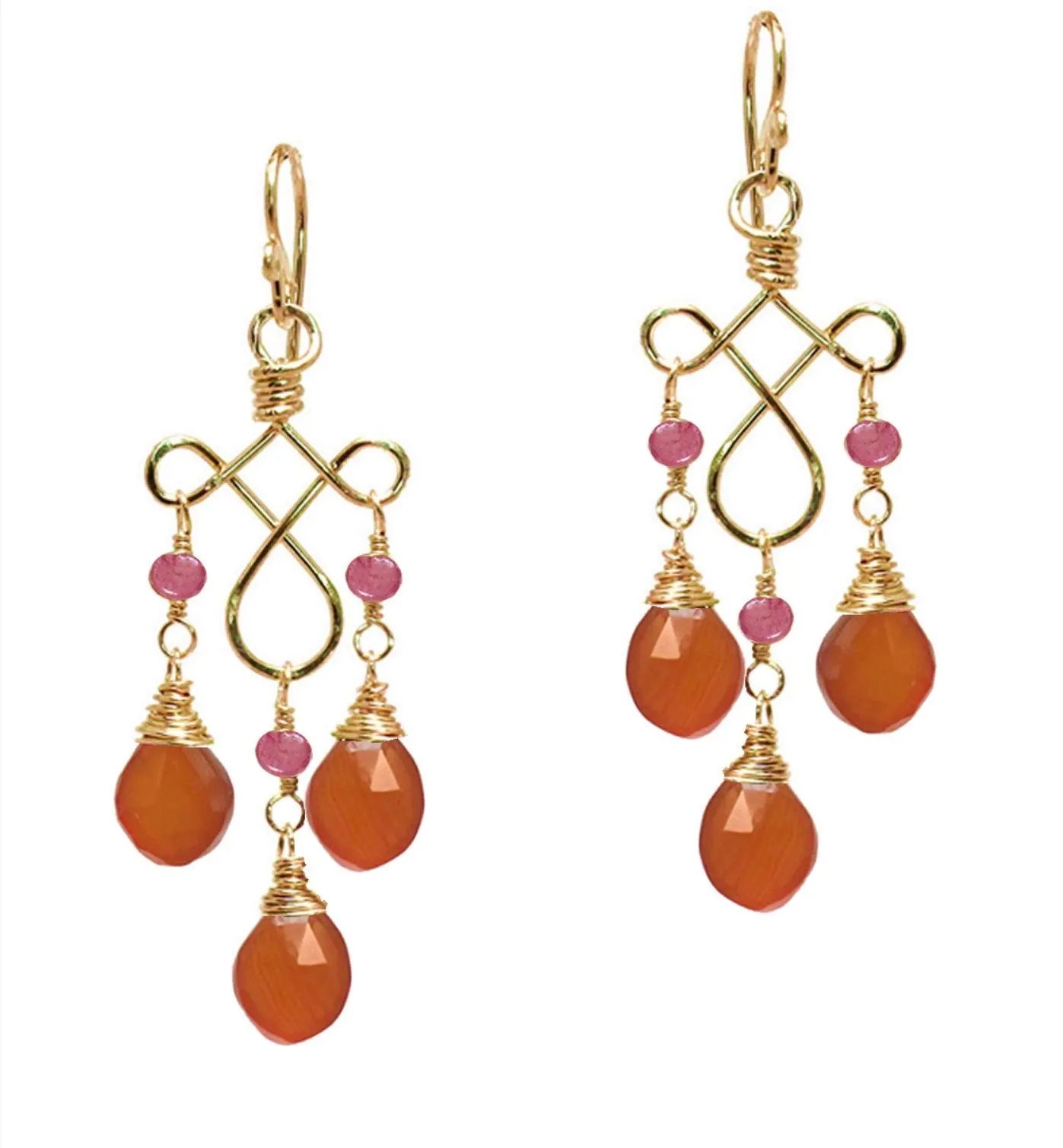 Carnelian and Spinel Earrings G62 by Calico Juno Designs, Bonnie Riconda