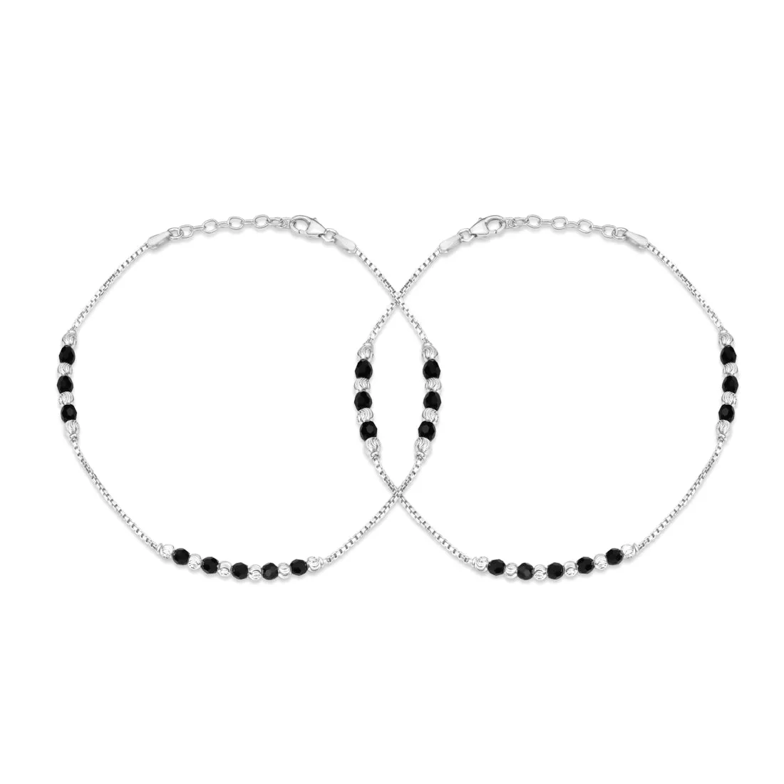 Chic 925 Sterling Silver Rhodium Plated Box Chain Anklet