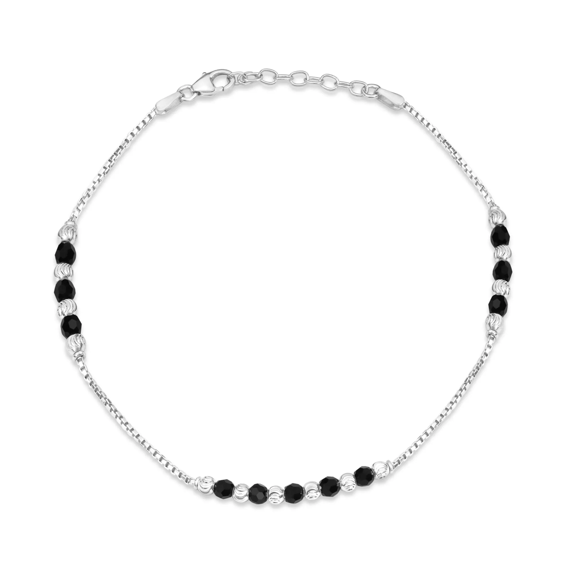 Chic 925 Sterling Silver Rhodium Plated Box Chain Anklet