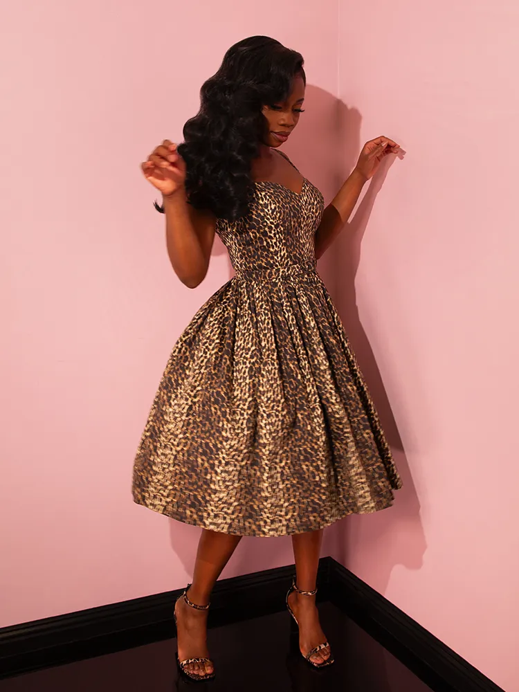 COMING BACK SOON - Sweetheart Swing Dress in Wild Leopard Print - Vixen by Micheline Pitt