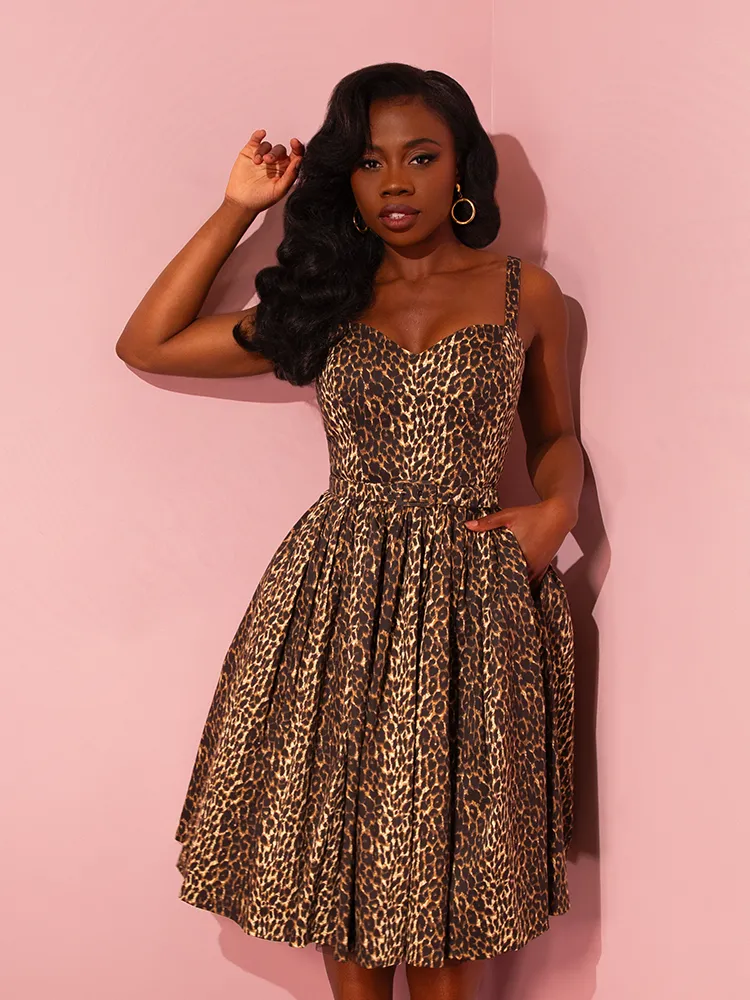 COMING BACK SOON - Sweetheart Swing Dress in Wild Leopard Print - Vixen by Micheline Pitt