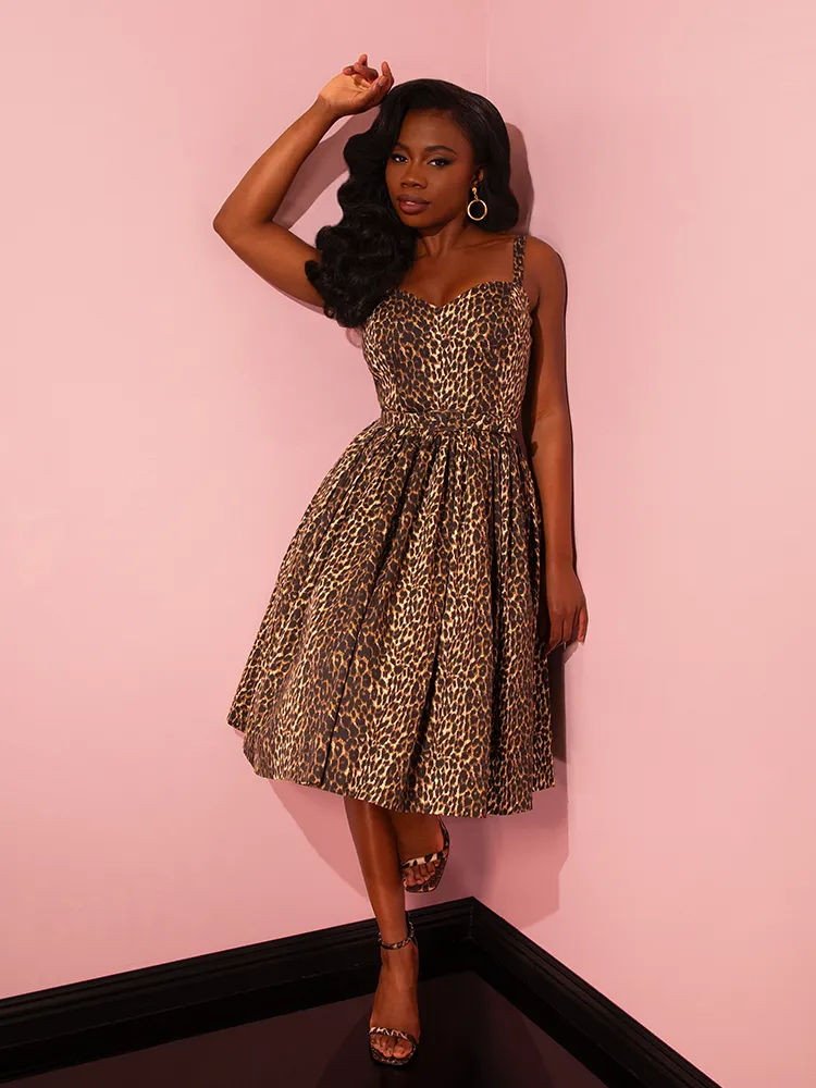 COMING BACK SOON - Sweetheart Swing Dress in Wild Leopard Print - Vixen by Micheline Pitt