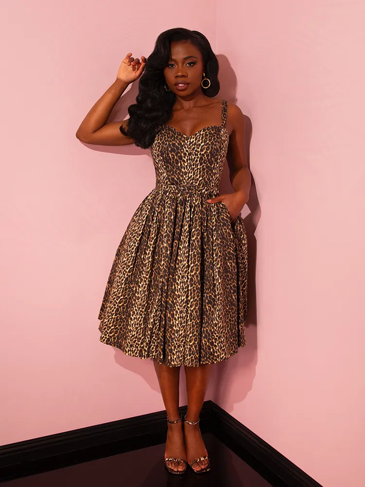COMING BACK SOON - Sweetheart Swing Dress in Wild Leopard Print - Vixen by Micheline Pitt