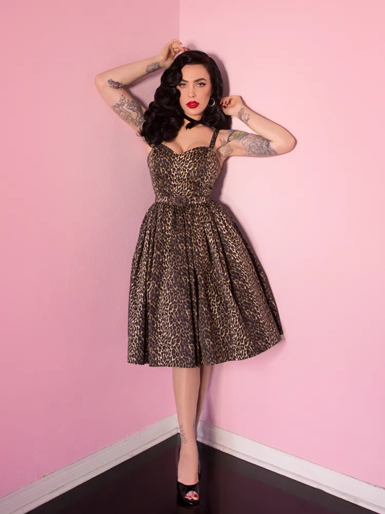COMING BACK SOON - Sweetheart Swing Dress in Wild Leopard Print - Vixen by Micheline Pitt