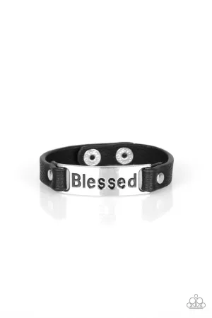Count Your Blessings Black Wrap Snap Bracelet - Paparazzi Accessories