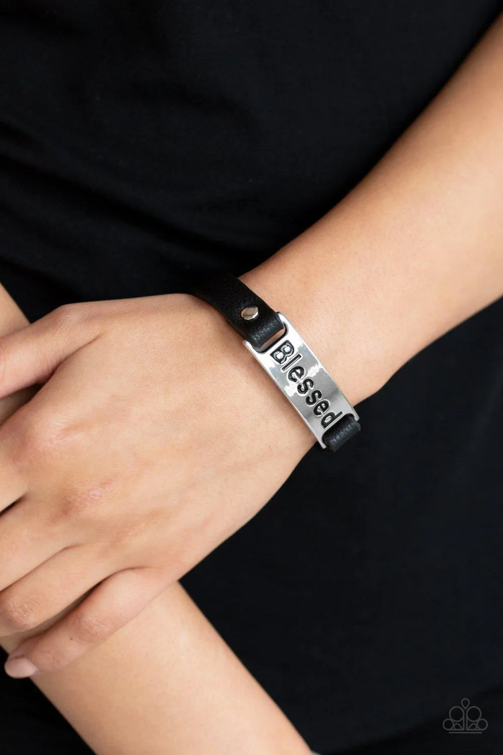 Count Your Blessings Black Wrap Snap Bracelet - Paparazzi Accessories