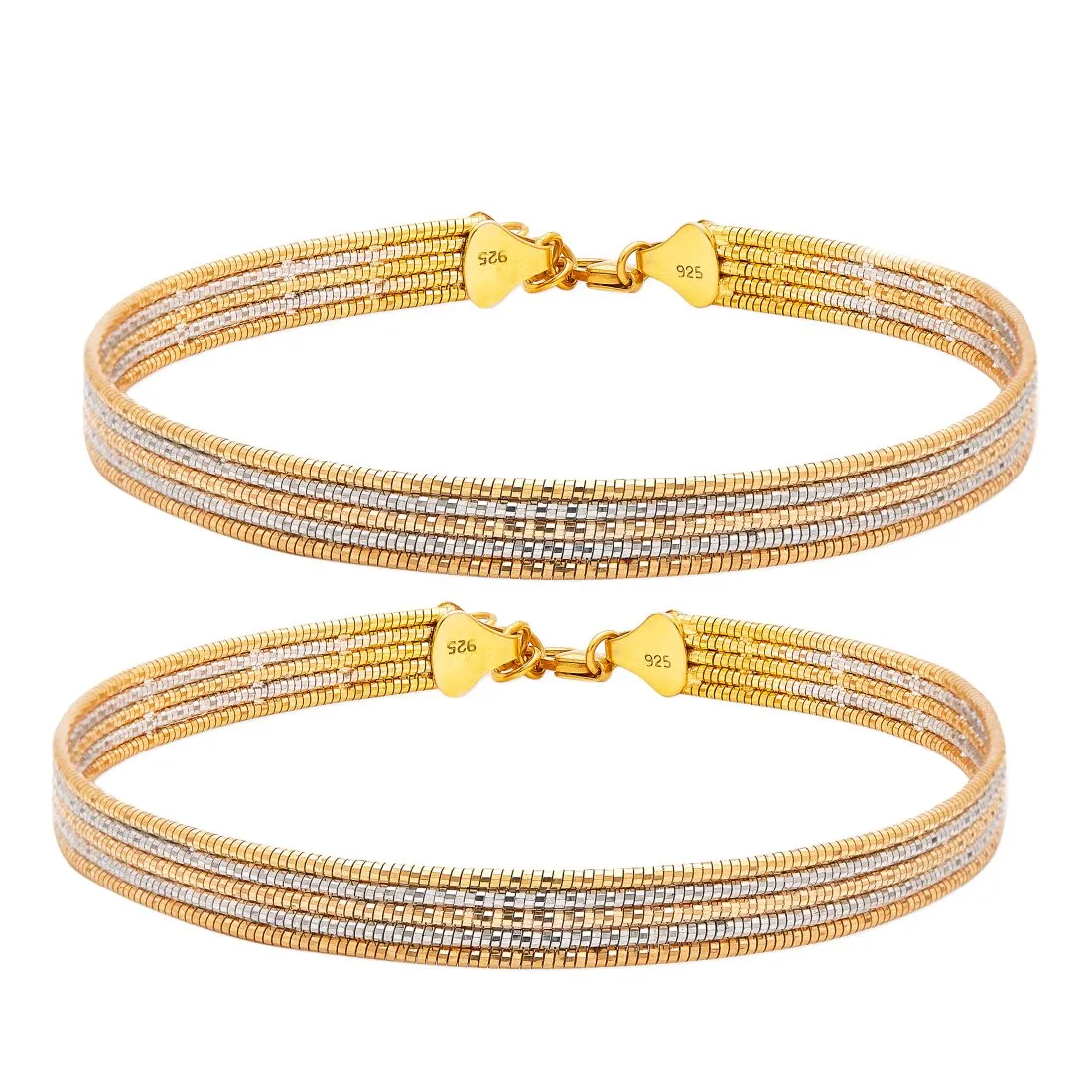 Dual Plated Layered Radiance 925 Sterling Silver Anklet