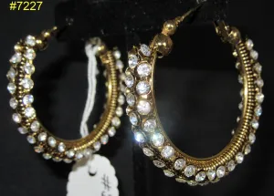 Earrings 7227 Golden Ring Rhinestones Earrings