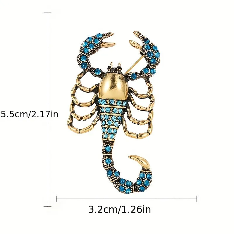 Electroplated Antique Rhinestone Scorpion Brooch , Ideal choice for Gifts