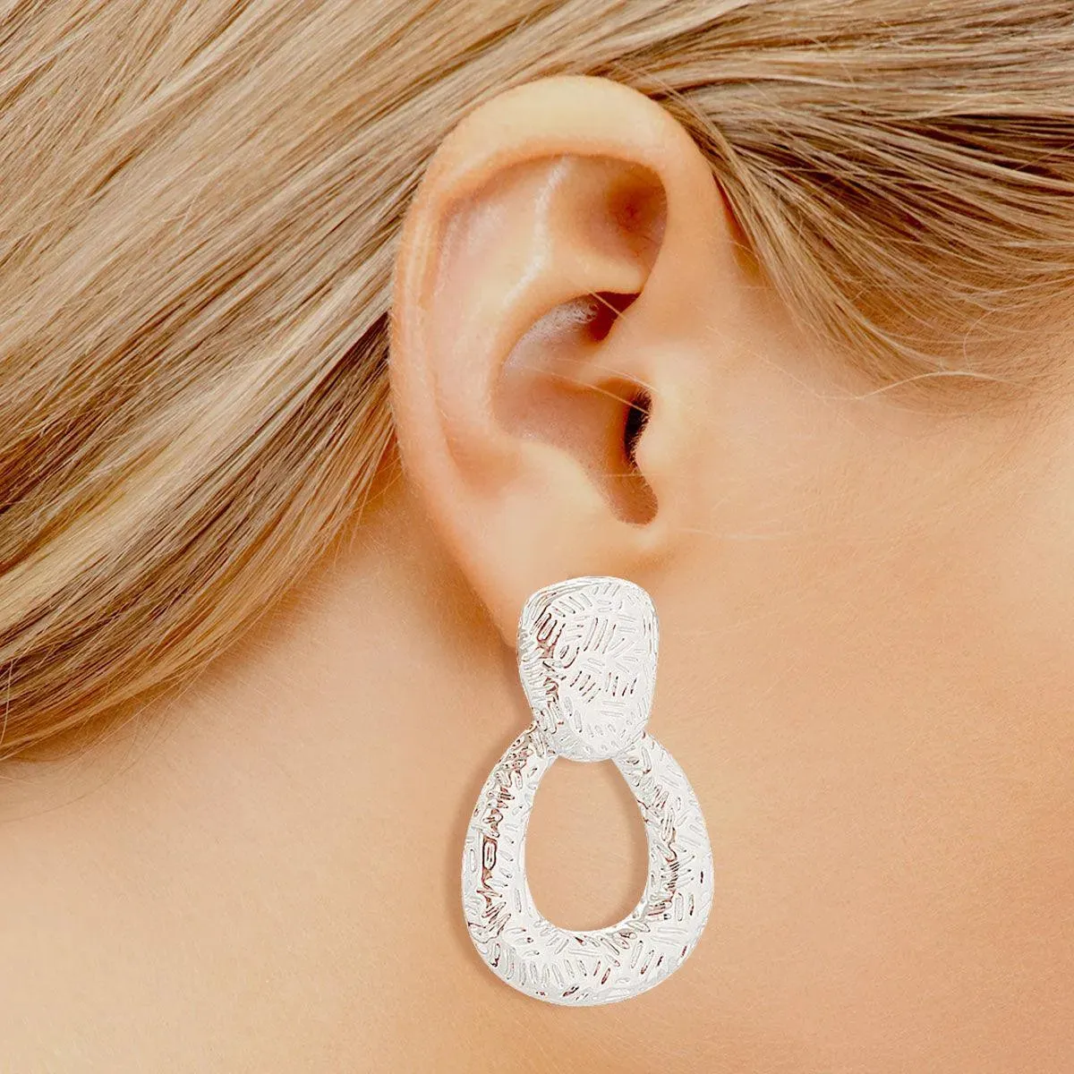 Elegant White Gold Finish Dangle Earrings | Brambly Design