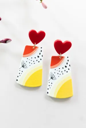 Emma Clay Drop Earrings | 2 Colors Pink and Yellow | Art Deco Clay Earrings | Colorful Artistic Drop Earrings | Modern Chic Style
