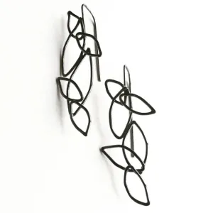 Fibonacci Leaf Cluster Oxidized Sterling Silver Earrings FLCE002 by Votive Designs Jewelry