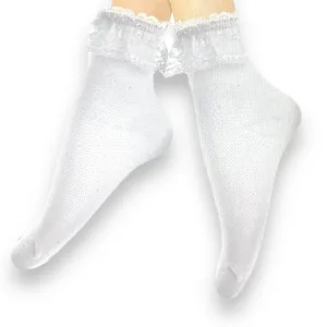 Frilly White Lace Ruffle Ankle Socks