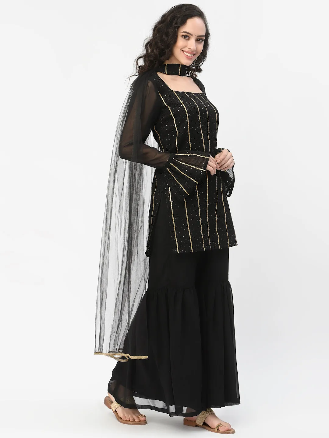 Georgette Gota Embroidered Kurti Set