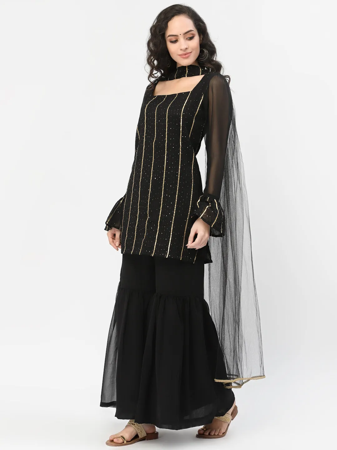 Georgette Gota Embroidered Kurti Set