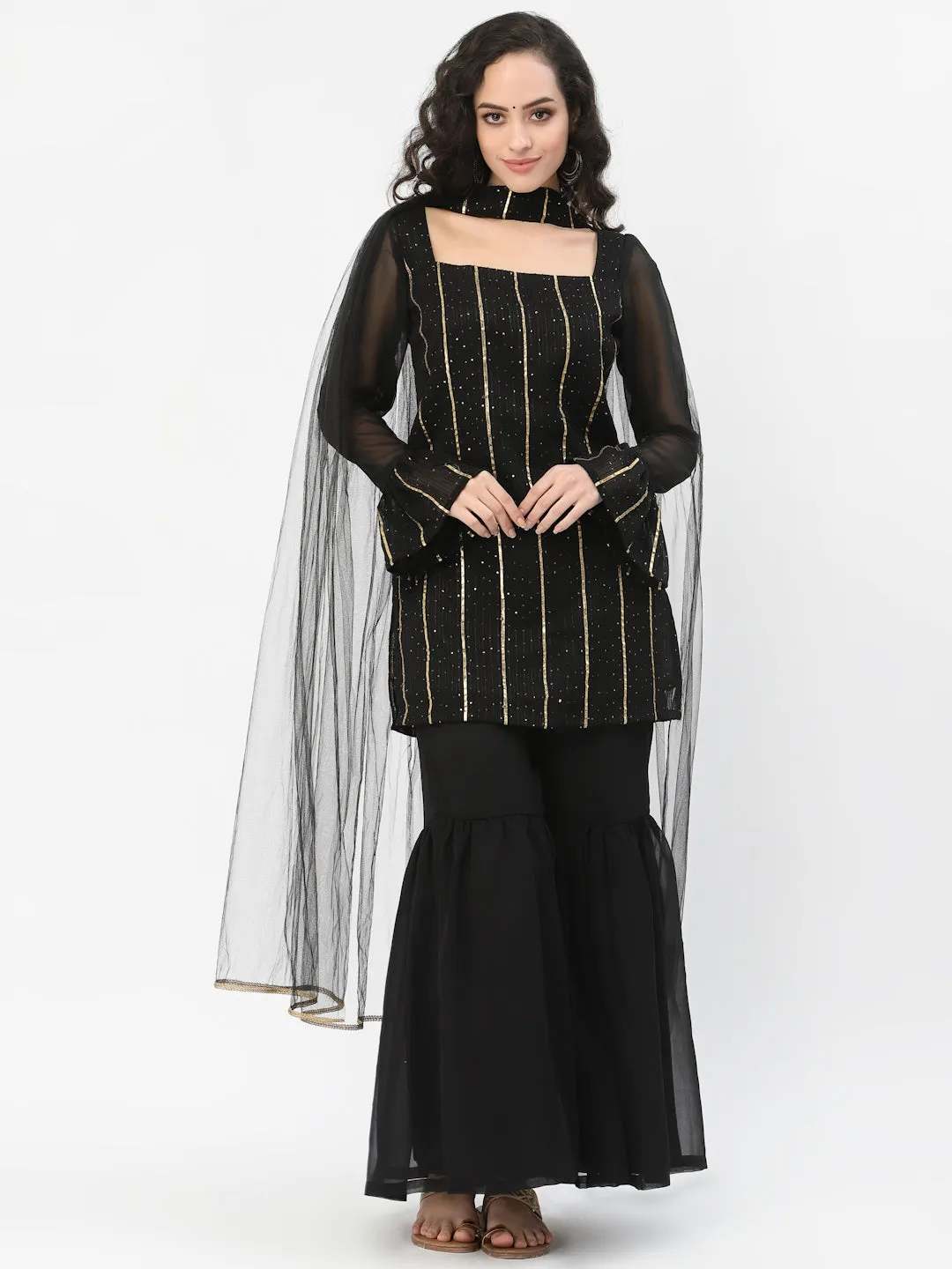 Georgette Gota Embroidered Kurti Set