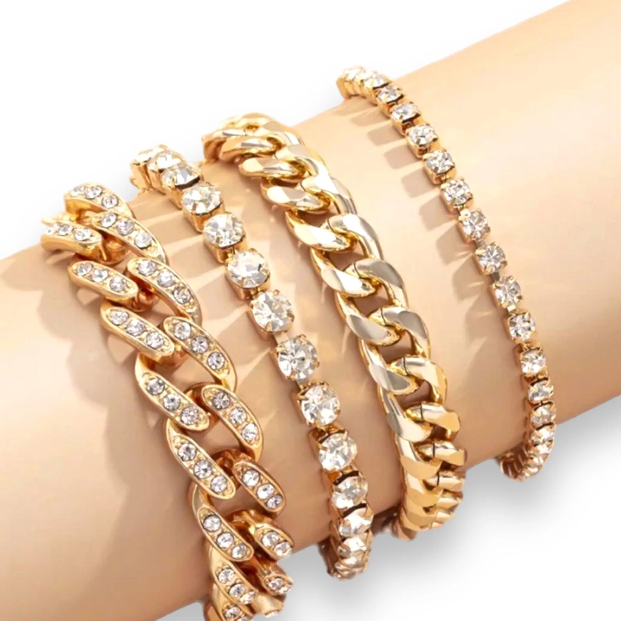 Gold Chunky Bracelet Set of 4