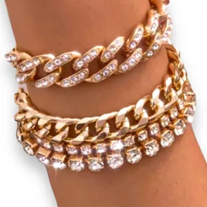 Gold Chunky Bracelet Set of 4