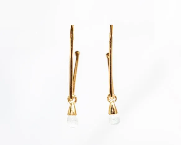 Gold Vermeil V shape Earrings in Aqua Marine