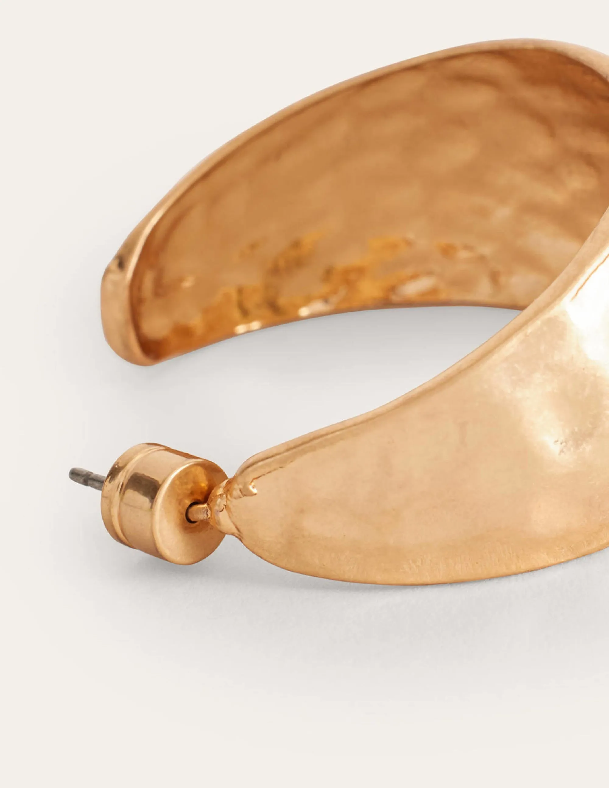 Hammered Hoop Earrings-Gold
