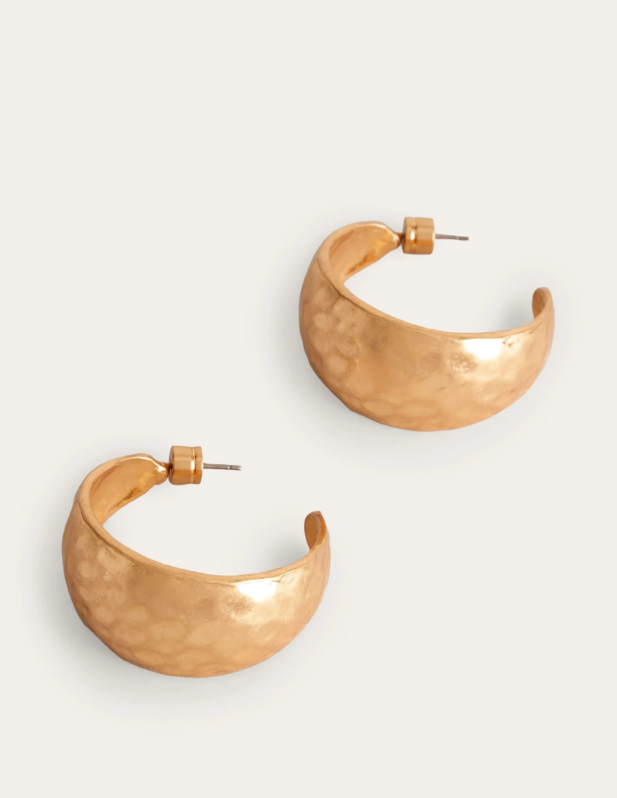 Hammered Hoop Earrings-Gold