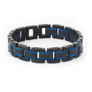 Italgem Men's 8.5" IP Steel Carbon Fiber Bracelet