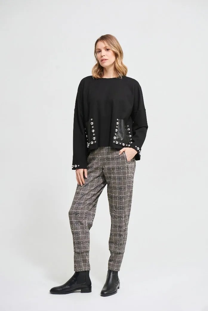 Joseph Ribkoff Leather/Studded Top 213000