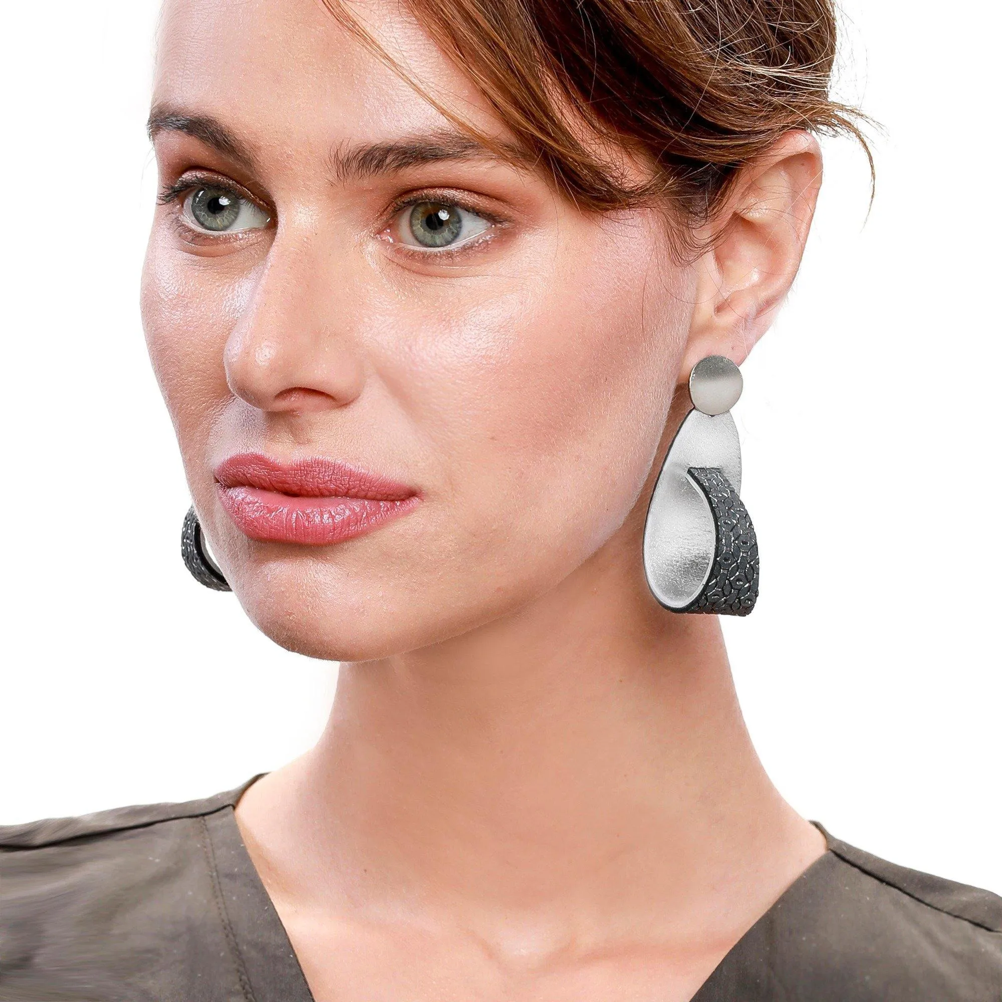 Kate gold dangle leather earrings