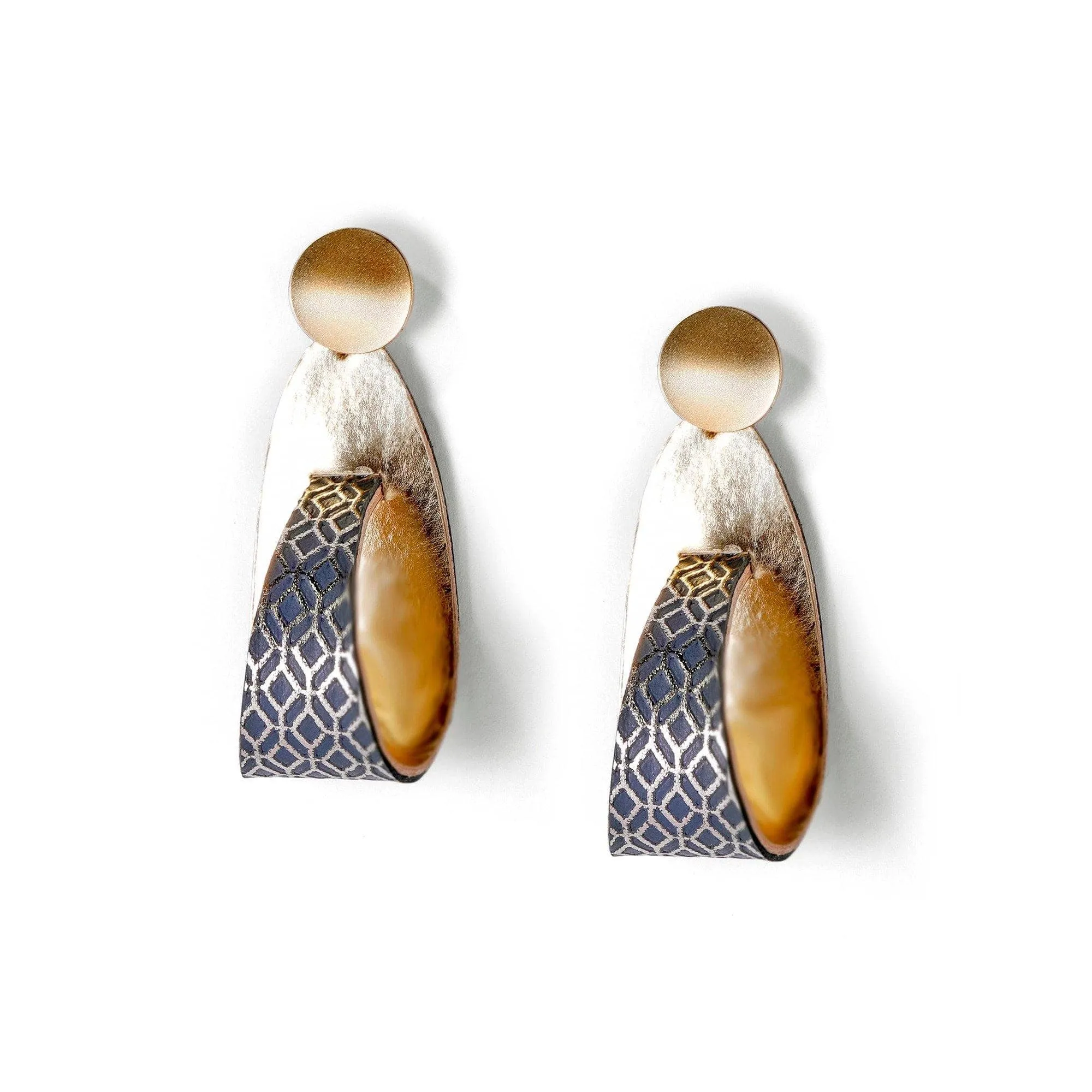 Kate gold dangle leather earrings
