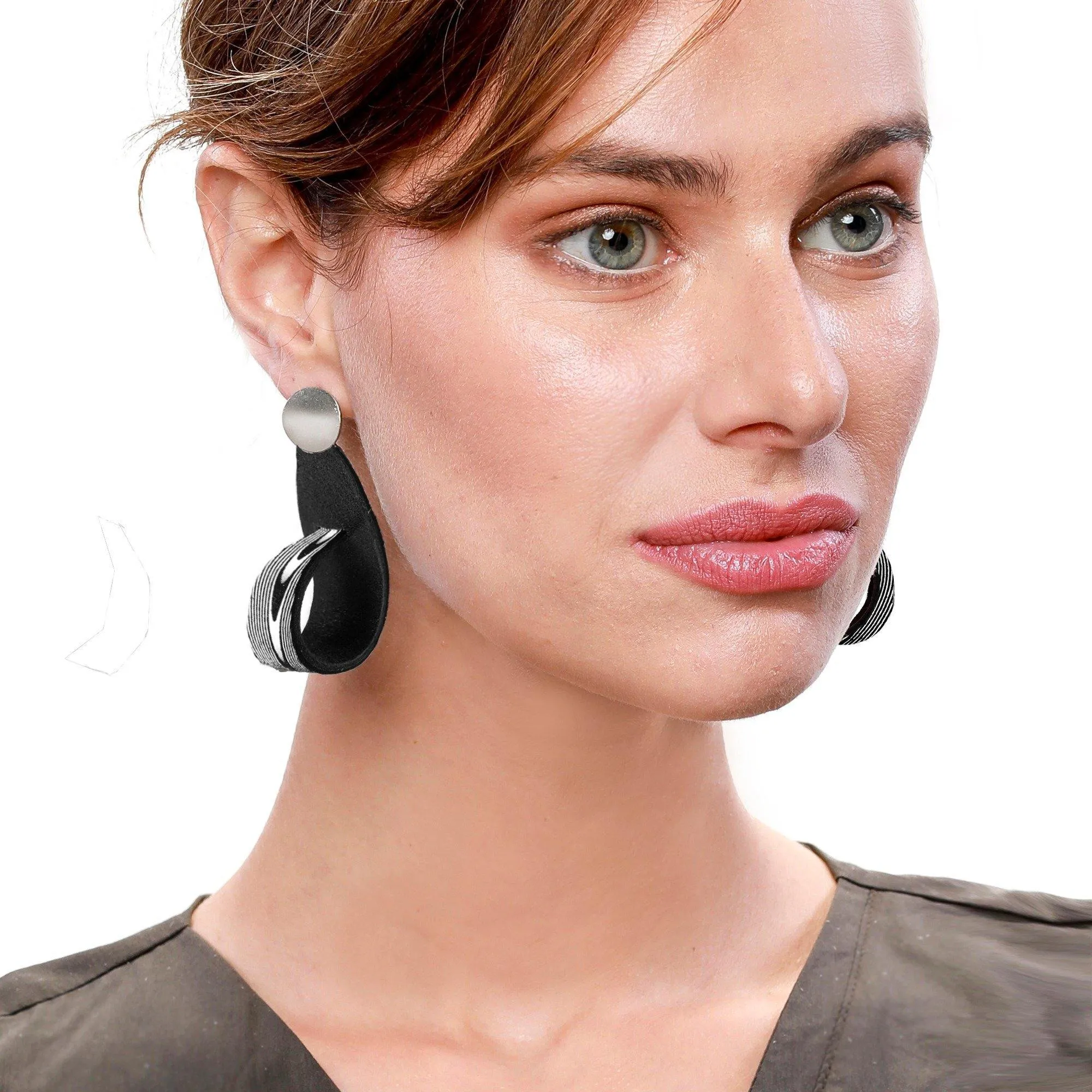 Kate gold dangle leather earrings