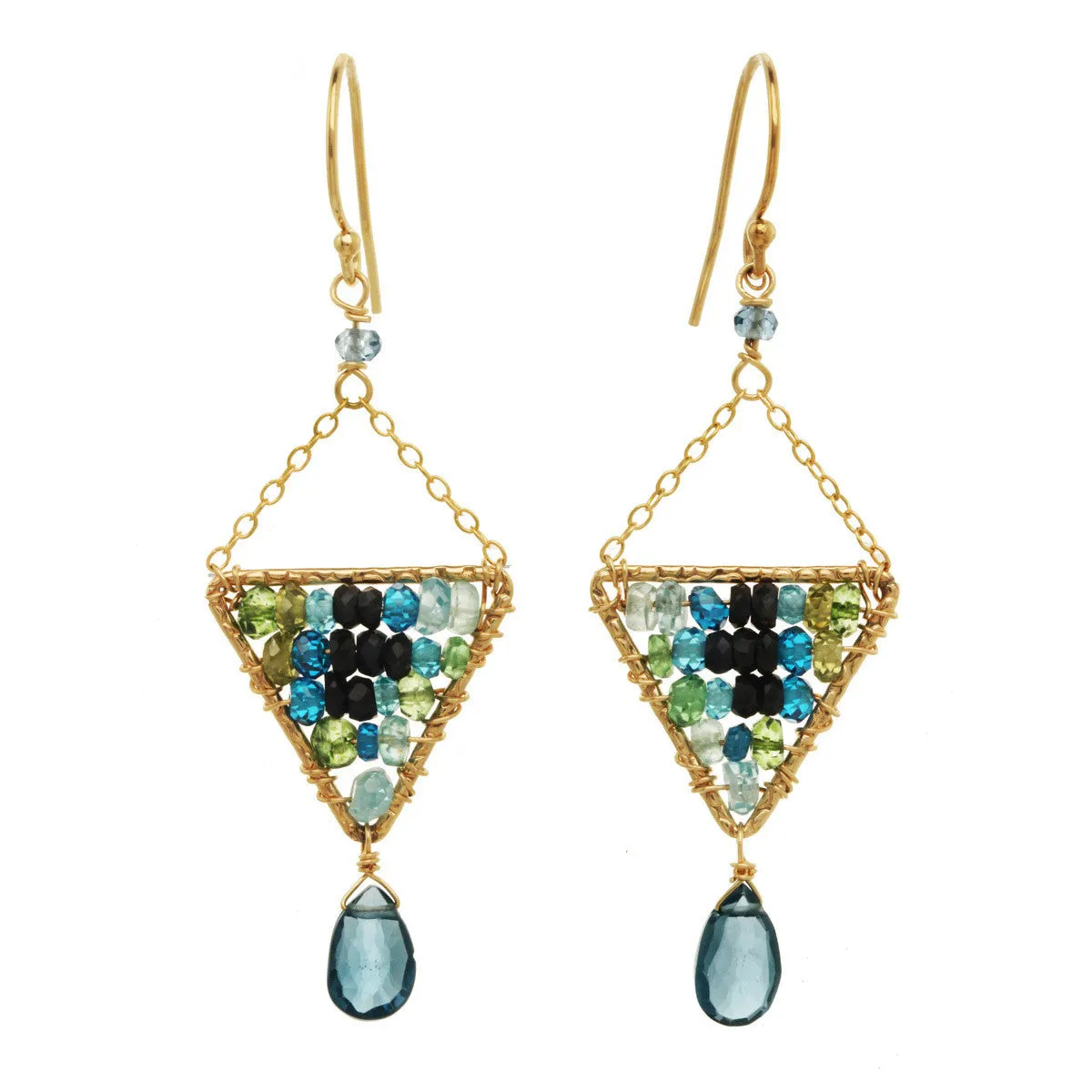 Labradorite and Blue Tourmaline Earrings 2912 by Michelle Pressler Jewelry