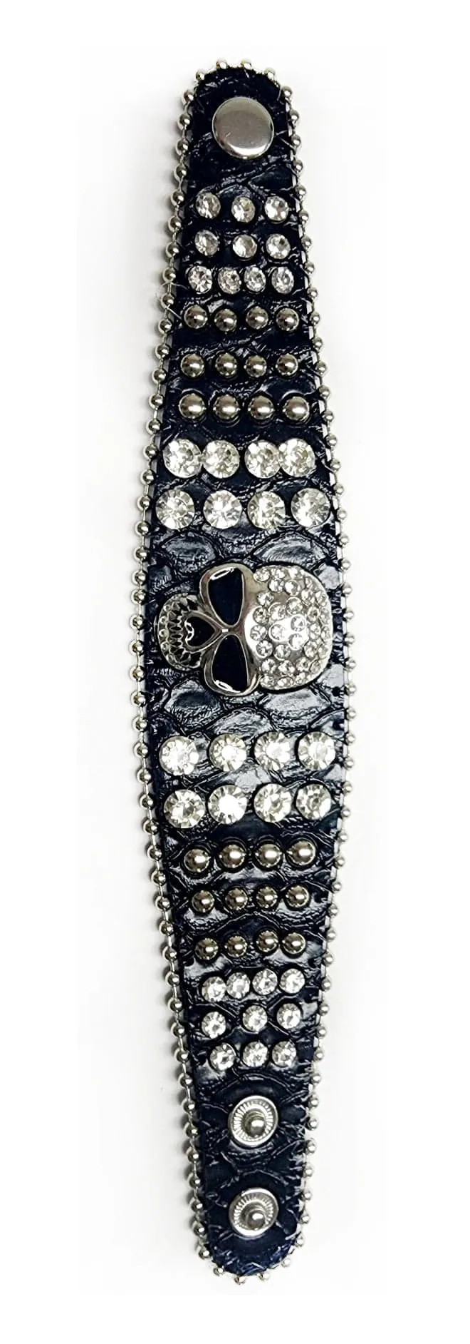 Leather Rhinestone Adjustable Bling Studded Bracelet