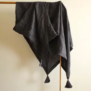 Linen Throw | Soft Texture | Tassels | Stone Grey | 152 x 122 cm