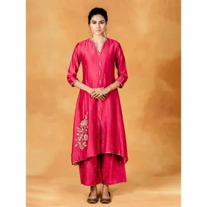 Mandira Wirk Assymetric Dori Embroidered Kurta Ankle Length Palazzo And Dupatta (Set of 3)