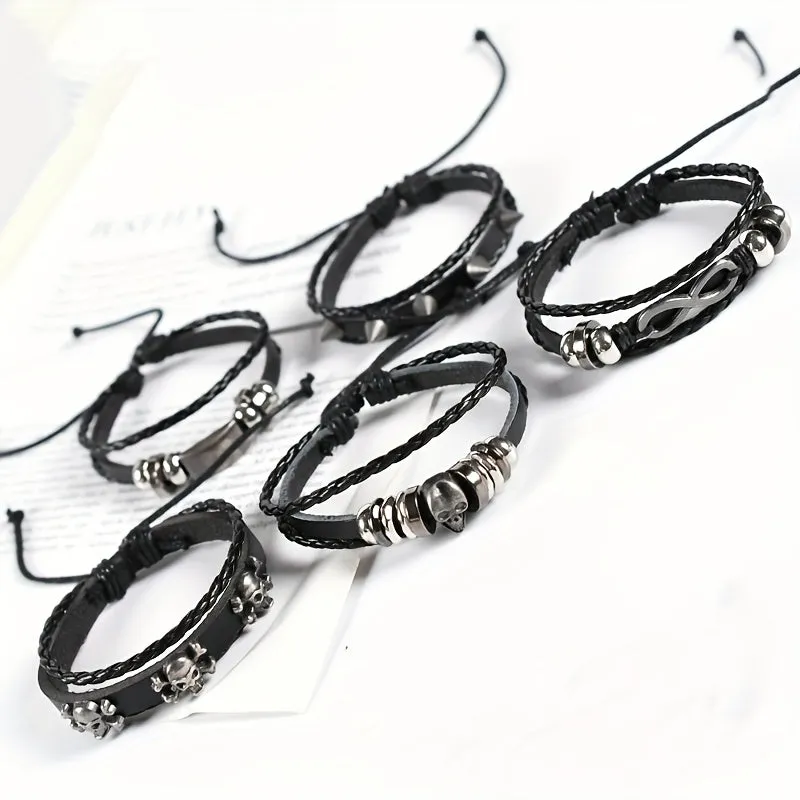 Mens Edgy Skull Spike Bracelet Set  Punkinspired Fashion