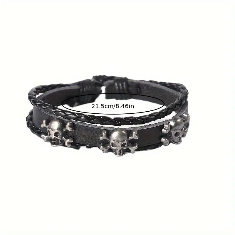 Mens Edgy Skull Spike Bracelet Set  Punkinspired Fashion