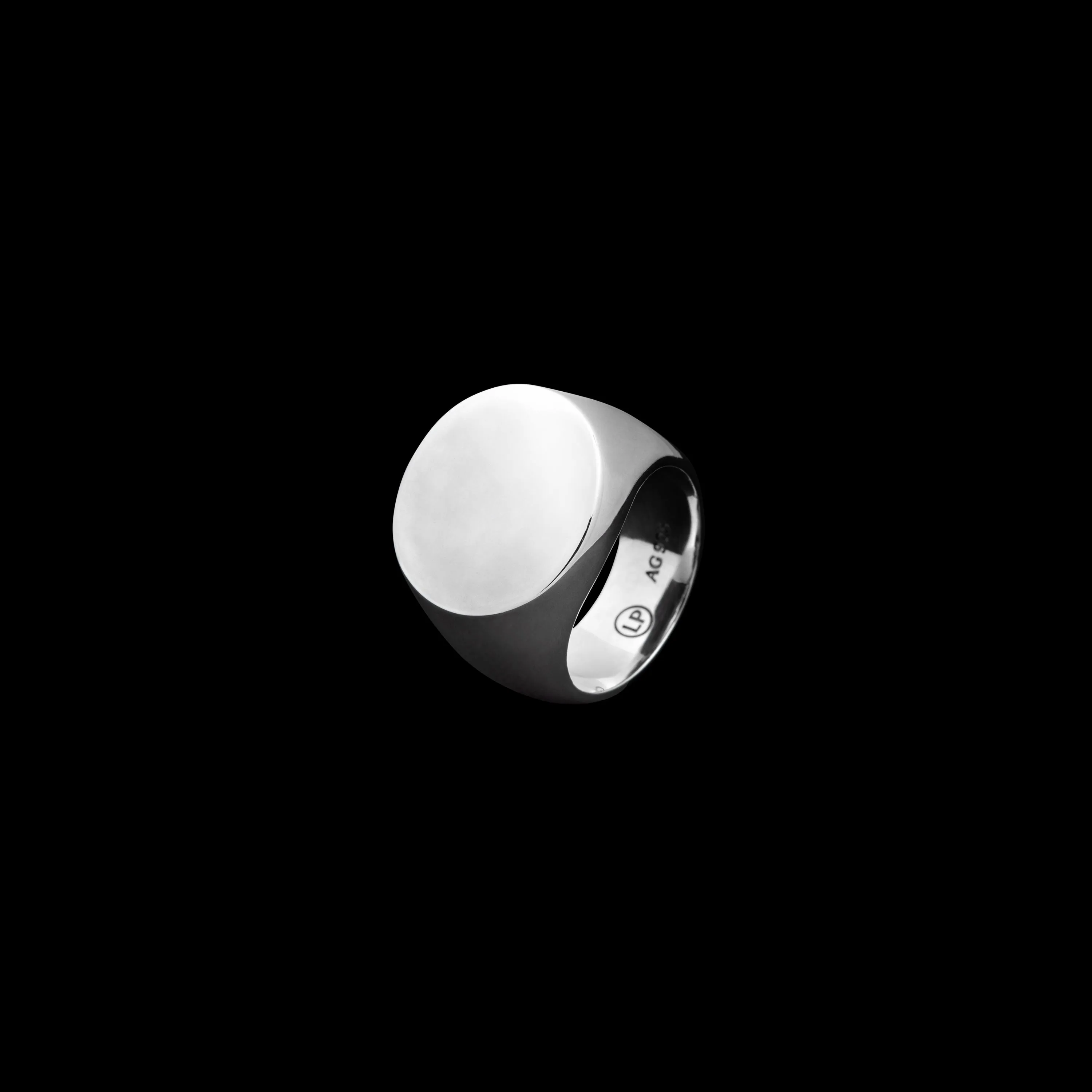 Mirror Signet Ring - Sterling Silver - Polished