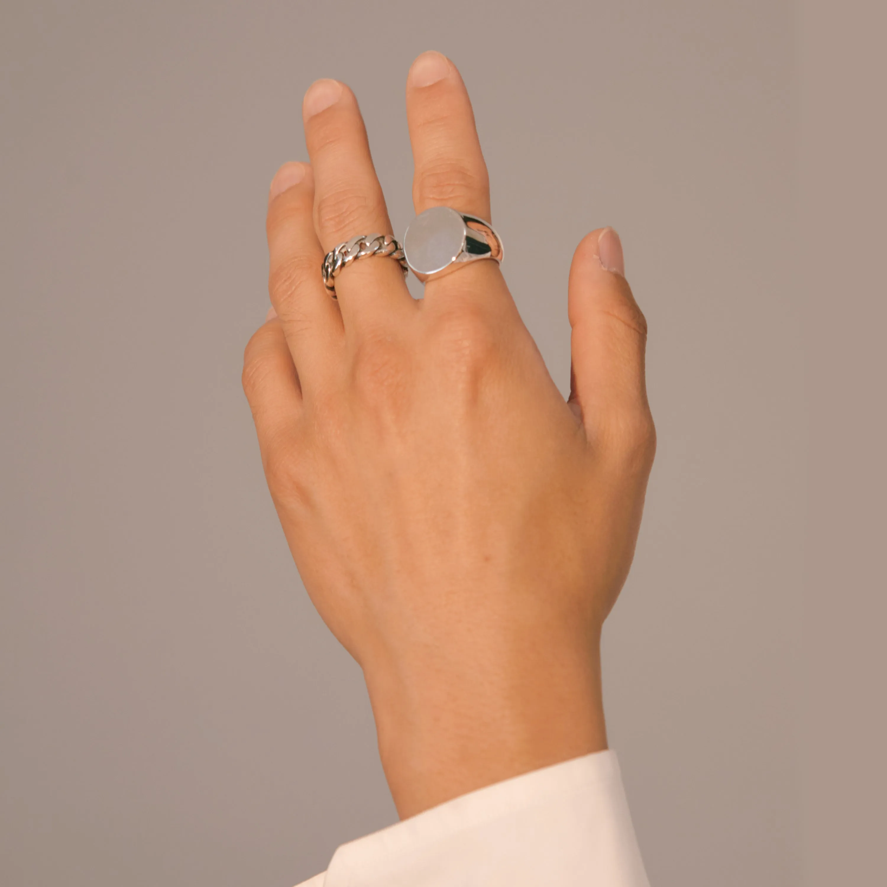 Mirror Signet Ring - Sterling Silver - Polished