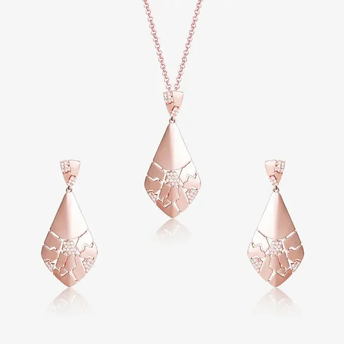 Mystic Lagoon Rose-Gold Pendant Chain Set