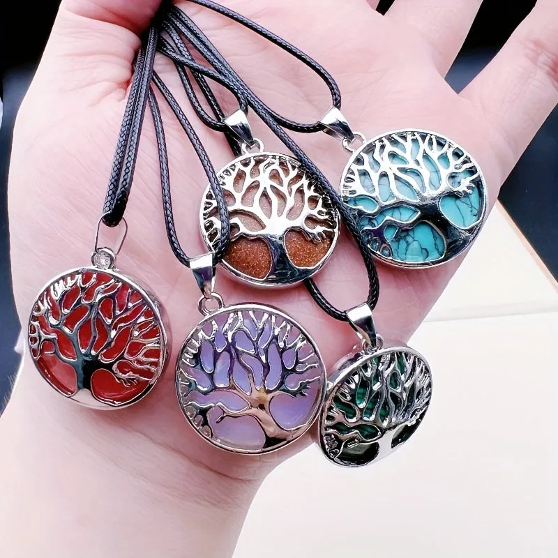 Natural Crystal Tree of Life Necklace for Healing Energy