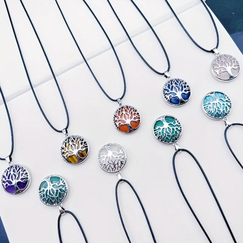 Natural Crystal Tree of Life Necklace for Healing Energy
