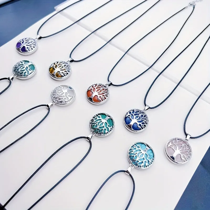 Natural Crystal Tree of Life Necklace for Healing Energy