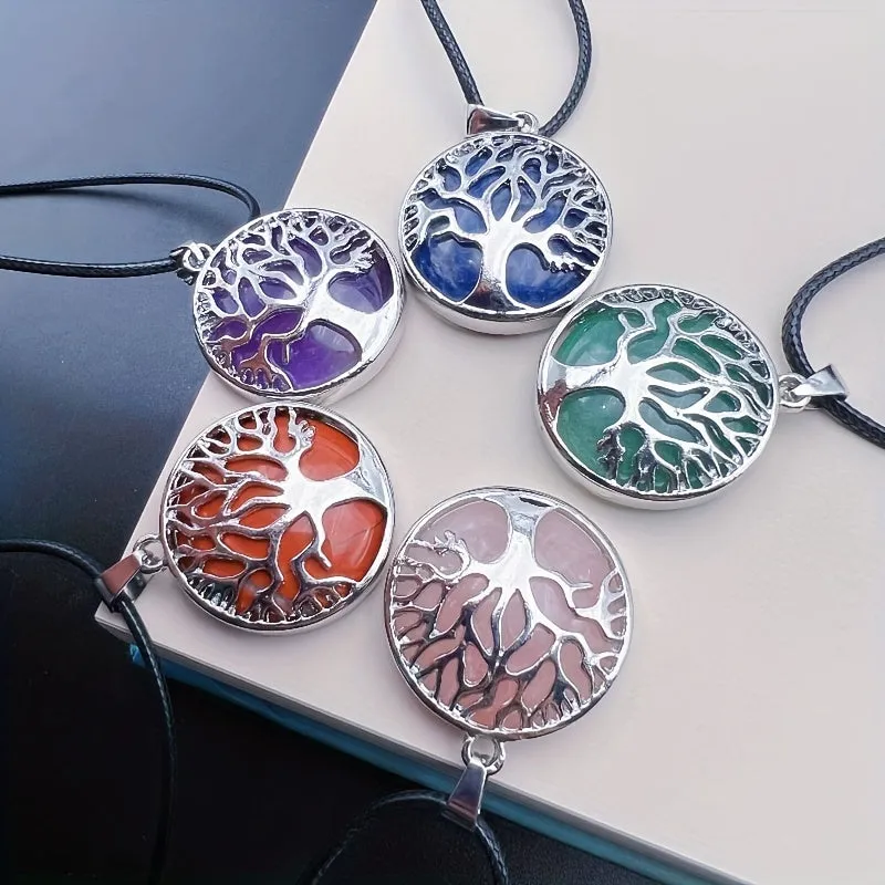 Natural Crystal Tree of Life Necklace for Healing Energy