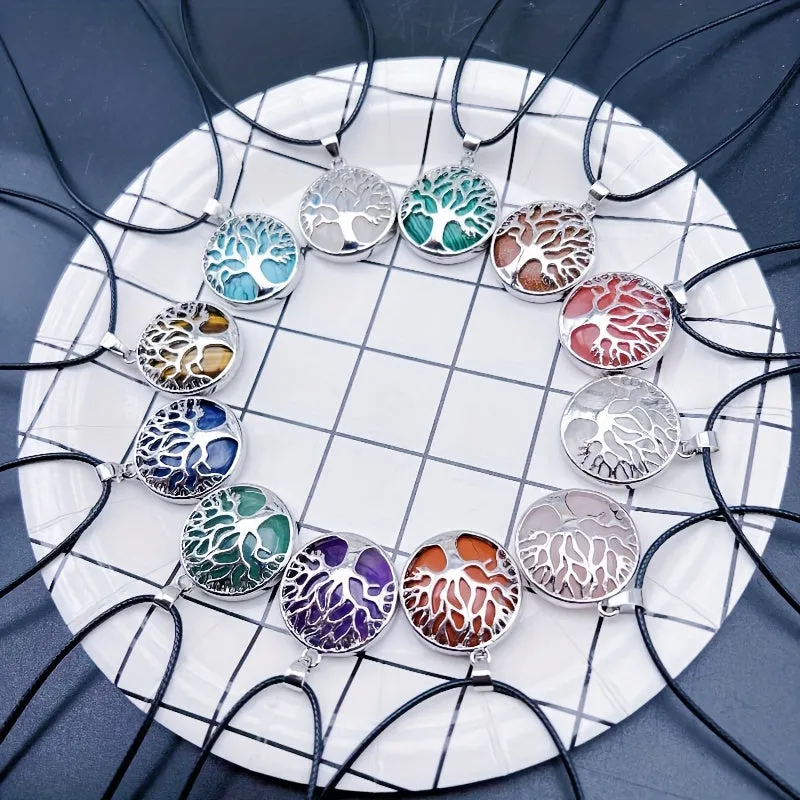 Natural Crystal Tree of Life Necklace for Healing Energy