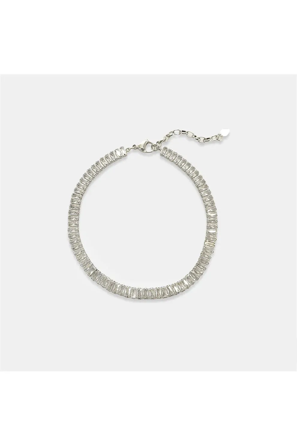 OMG BLING Baguette Cut CZ Anklet In Rhodium (Silver)
